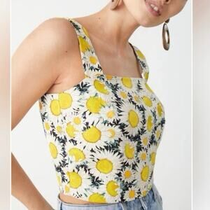 & Other Stories Linen Blend Sunflower Cropped Top Sz 8